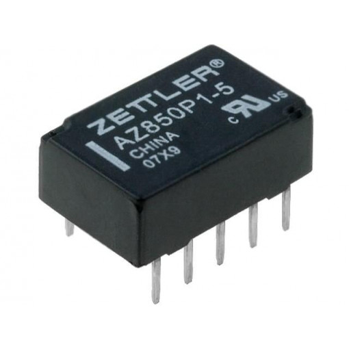 AZ850P1-5; Relay: electromagnetic; DPDT; Ucoil: 5VDC; 0.5A/125VAC; 1A/30VDC; ZETTLER