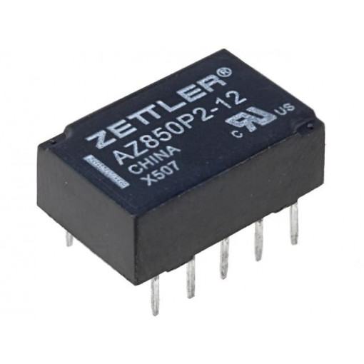 AZ850P2-12; Relay: electromagnetic; DPDT; Ucoil: 12VDC; 0.5A/125VAC; 1A/30VDC; ZETTLER