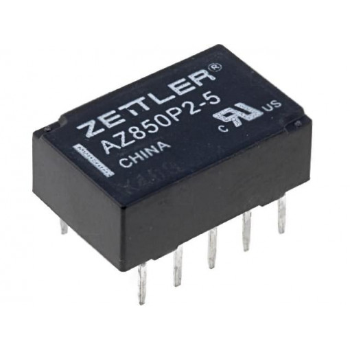 AZ850P2-5; Relay: electromagnetic; DPDT; Ucoil: 5VDC; 0.5A/125VAC; 1A/30VDC; ZETTLER