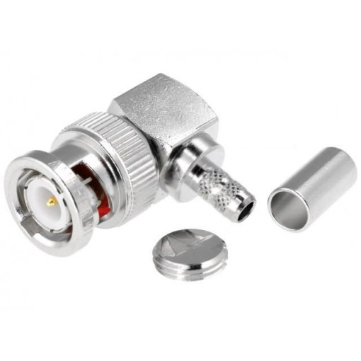 B1112A1-ND3G-1-50; Plug; BNC; male; angled 90°; 50Ω; crimped; for cable; delrin (POM); AMPHENOL