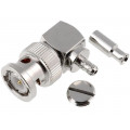 B1112E1-ND3G-5-50; Plug; BNC; male; angled 90°; 50Ω; crimped; for cable; delrin (POM); AMPHENOL