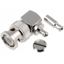 B1112E1-ND3G-5-50; Plug; BNC; male; angled 90°; 50Ω; crimped; for cable; delrin (POM); AMPHENOL