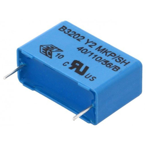 B32023B3104K; Capacitor: polypropylene; 100nF; 22.5mm; ±10%; 10.5x16.5x26.5mm; EPCOS B32023B3104K; Capacitor: polypropylene; 100nF; 22.5mm; ±10%; 10.5x16.5x26.5mm; EPCOS