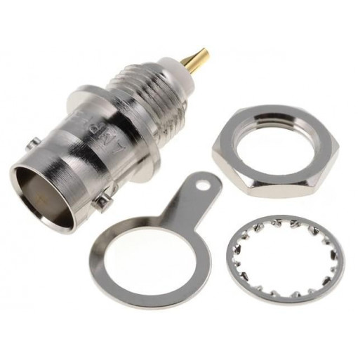 B6351B1-ND3G-50; Socket; BNC; female; straight; 50Ω; soldering; for panel mounting; AMPHENOL