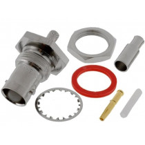 B6421E1-ND3G-5-50; Socket; BNC; female; straight; 50Ω; crimped; for panel mounting; AMPHENOL