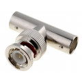 B9073D1-ND3G-50; T adapter; BNC plug,BNC socket x2; 50Ω; delrin (POM); Vswr: 1.3; AMPHENOL