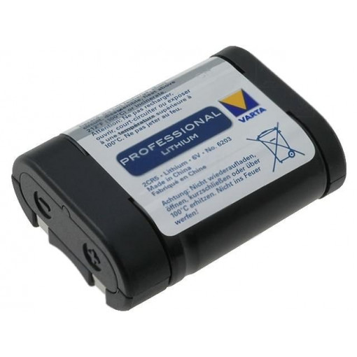 6 203 301 401; Battery: lithium; 6V; 2CR5; 34x17x45mm; non-rechargeable; VARTA