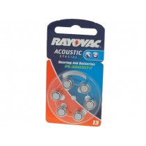 ; Battery: zinc air (ZnO2); 1.45V; AC13,R754,coin; Batt.no: 6; RAYOVAC