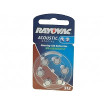 ; Battery: zinc air (ZnO2); 1.4V; AC312,R36,coin; Batt.no: 6; 180mAh; RAYOVAC