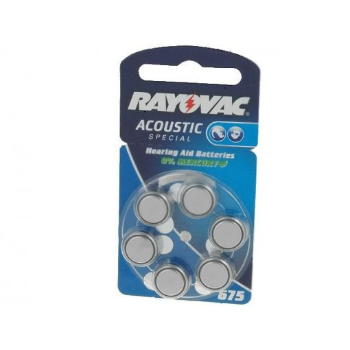 ; Battery: zinc air (ZnO2); 1.45V; AC675,R1154,coin; Batt.no: 6; RAYOVAC ; Battery: zinc air (ZnO2); 1.45V; AC675,R1154,coin; Batt.no: 6; RAYOVAC