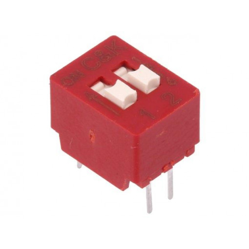 BD02; Switch: DIP-SWITCH; Poles number: 2; OFF-ON; 0.025A/25VDC; Pos: 2; C&K