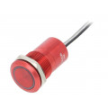 MC19LCRGR; Switch: capacitive; Pos: 2; SPST-NC; 0.01A/12VDC; IP68; ON-OFF; red; BULGIN