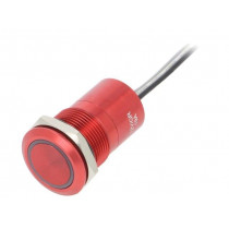 MC19LCRGR; Switch: capacitive; Pos: 2; SPST-NC; 0.01A/12VDC; IP68; ON-OFF; red; BULGIN