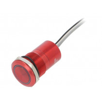 MC19LCRRG; Switch: capacitive; Pos: 2; SPST-NC; 0.01A/12VDC; IP68; ON-OFF; red; BULGIN