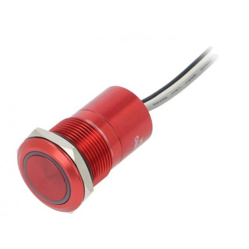 MC19MCRRG; Switch: capacitive; Pos: 2; SPST-NC; 0.01A/12VDC; IP68; ON-(OFF); BULGIN