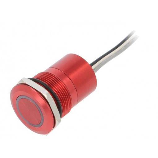 MC22LCRGR; Switch: capacitive; Pos: 2; SPST-NC; 0.01A/12VDC; IP68; ON-OFF; red; BULGIN