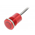 MC22LCRRG; Switch: capacitive; Pos: 2; SPST-NC; 0.01A/12VDC; IP68; ON-OFF; red; BULGIN