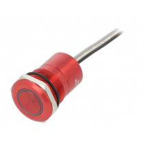 MC22LORGR; Switch: capacitive; Pos: 2; SPST-NO; 0.01A/12VDC; IP68; OFF-ON; red; BULGIN