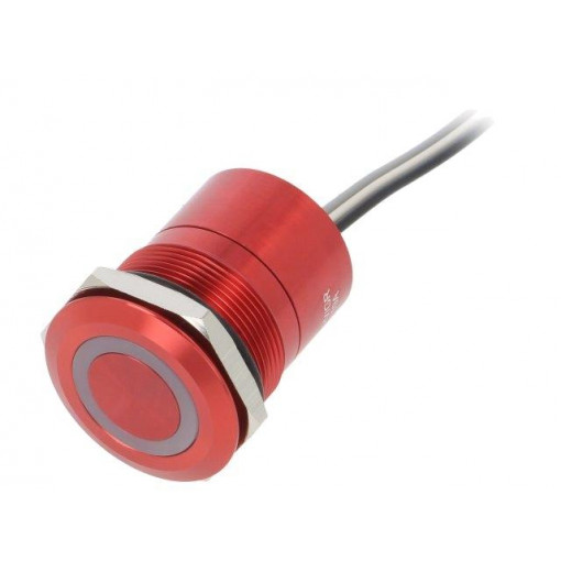 MC25LCRGR; Switch: capacitive; Pos: 2; SPST-NC; 0.01A/12VDC; IP68; ON-OFF; red; BULGIN