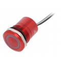 MC25LCRRG; Switch: capacitive; Pos: 2; SPST-NC; 0.01A/12VDC; IP68; ON-OFF; red; BULGIN