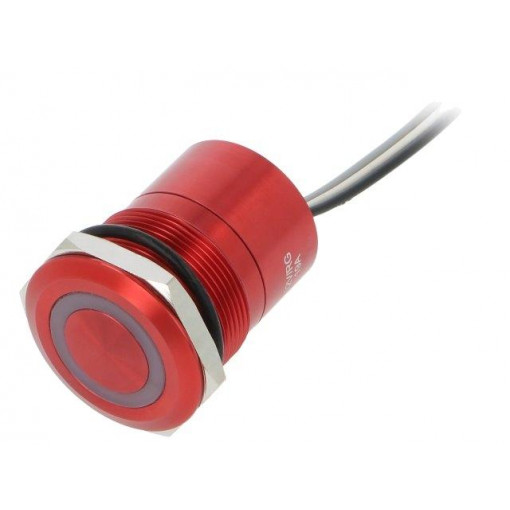 MC25LCRRG; Switch: capacitive; Pos: 2; SPST-NC; 0.01A/12VDC; IP68; ON-OFF; red; BULGIN