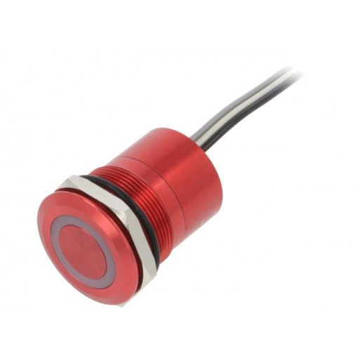 MC25LORGR; Switch: capacitive; Pos: 2; SPST-NO; 0.01A/12VDC; IP68; OFF-ON; red; BULGIN