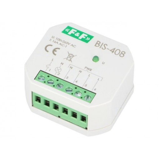 BIS-408 230V; Relay: installation; bistable; NO; Mounting: in mounting box; 16A; F&F BIS-408 230V; Relay: installation; bistable; NO; Mounting: in mounting box; 16A; F&F