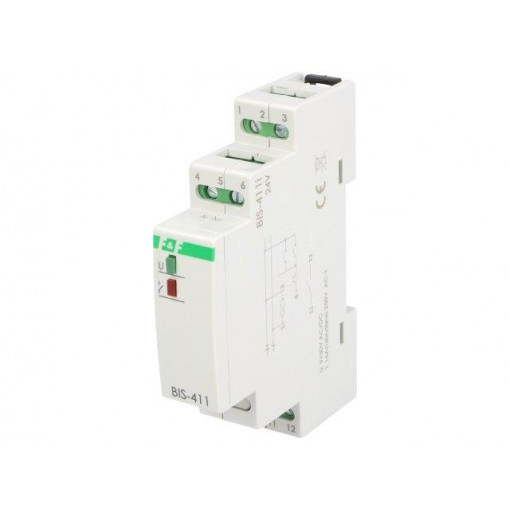 BIS-411I 24V AC/DC; Relay: installation; bistable,inrush; NO; Mounting: DIN; 16A; IP20; F&F BIS-411I 24V AC/DC; Relay: installation; bistable,inrush; NO; Mounting: DIN; 16A; IP20; F&F