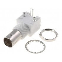 ; Socket; BNC; female; insulated; angled 90°; 50Ω; THT; gold-plated; 