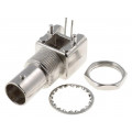; Socket; BNC; female; shielded; angled 90°; 50Ω; THT; gold-plated; 