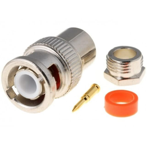 ; Plug; BNC; male; straight; 50Ω; RG58; clamp,crimped; for cable; ; Plug; BNC; male; straight; 50Ω; RG58; clamp,crimped; for cable;