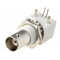 ; Socket; BNC; female; insulated; angled 90°; 50Ω; THT; 