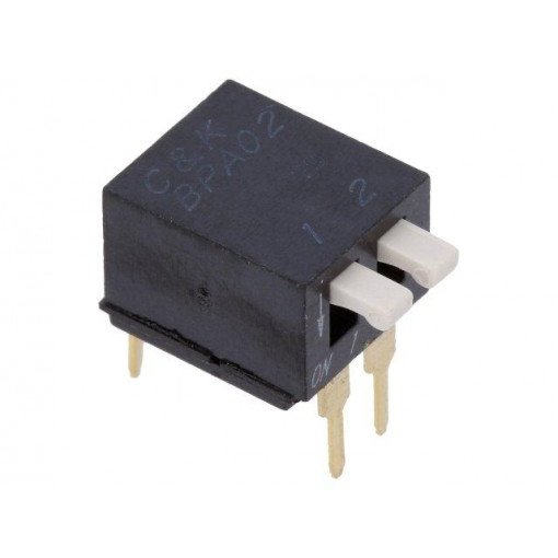 BPA02B; Switch: DIP-SWITCH; Poles number: 2; OFF-ON; 0.025A/24VDC; Pos: 2; C&K