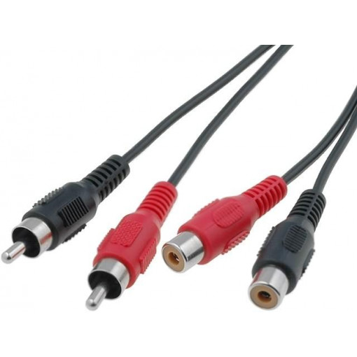 BQC-2RP2RS-0500; Cable; RCA socket x2,RCA plug x2; 5m; black; BQ CABLE