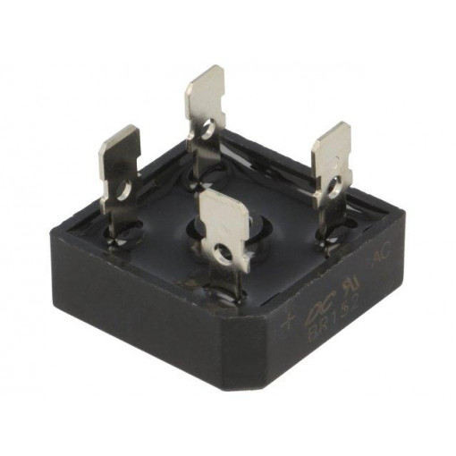 BR152; Single-phase bridge rectifier; Urmax: 200V; If: 15A; Ifsm: 300A; DC COMPONENTS
