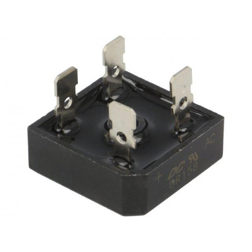 BR158; Single-phase bridge rectifier; Urmax: 800V; If: 15A; Ifsm: 300A; DC COMPONENTS BR158; Single-phase bridge rectifier; Urmax: 800V; If: 15A; Ifsm: 300A; DC COMPONENTS