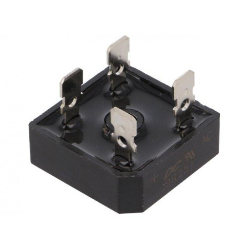 BR251; Single-phase bridge rectifier; Urmax: 100V; If: 25A; Ifsm: 400A; DC COMPONENTS BR251; Single-phase bridge rectifier; Urmax: 100V; If: 25A; Ifsm: 400A; DC COMPONENTS