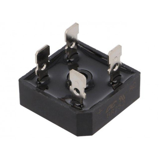 BR252; Single-phase bridge rectifier; Urmax: 200V; If: 25A; Ifsm: 400A; DC COMPONENTS