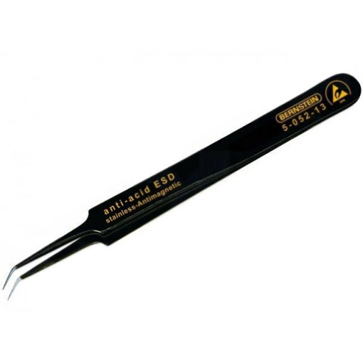 5-052-13; Tweezers; non-magnetic; Blade tip shape: bent; ESD; BERNSTEIN
