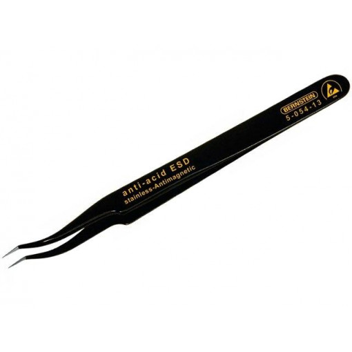 5-054-13; Tweezers; non-magnetic; Blade tip shape: sharp,bent; ESD; BERNSTEIN
