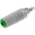 ; Socket; 4mm banana; 24A; green; nickel plated; screw,on panel; 
