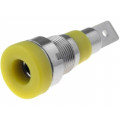 ; Socket; 4mm banana; 24A; 60VDC; yellow; nickel plated; on panel; 