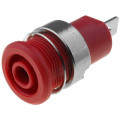 ; Socket; 4mm banana; 32A; red; nickel plated; on panel; insulated; 