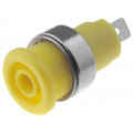 ; Socket; 4mm banana; 32A; yellow; nickel plated; on panel; 23.5mm; 