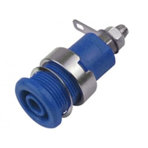 ; Socket; 4mm banana; 32A; blue; nickel plated; screw,on panel; 