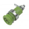 ; Socket; 4mm banana; 32A; green; nickel plated; screw,on panel; 