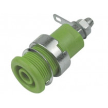 ; Socket; 4mm banana; 32A; green; nickel plated; screw,on panel; 