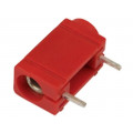 ; Socket; 4mm banana; 24A; 60VDC; red; silver plated; PCB; insulated; 
