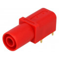 ; Socket; 4mm banana; 24A; red; gold-plated; PCB; insulated; 33.6mm; 