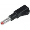 ; Plug; 4mm banana; 32A; black; insulated,with 4mm axial socket; 